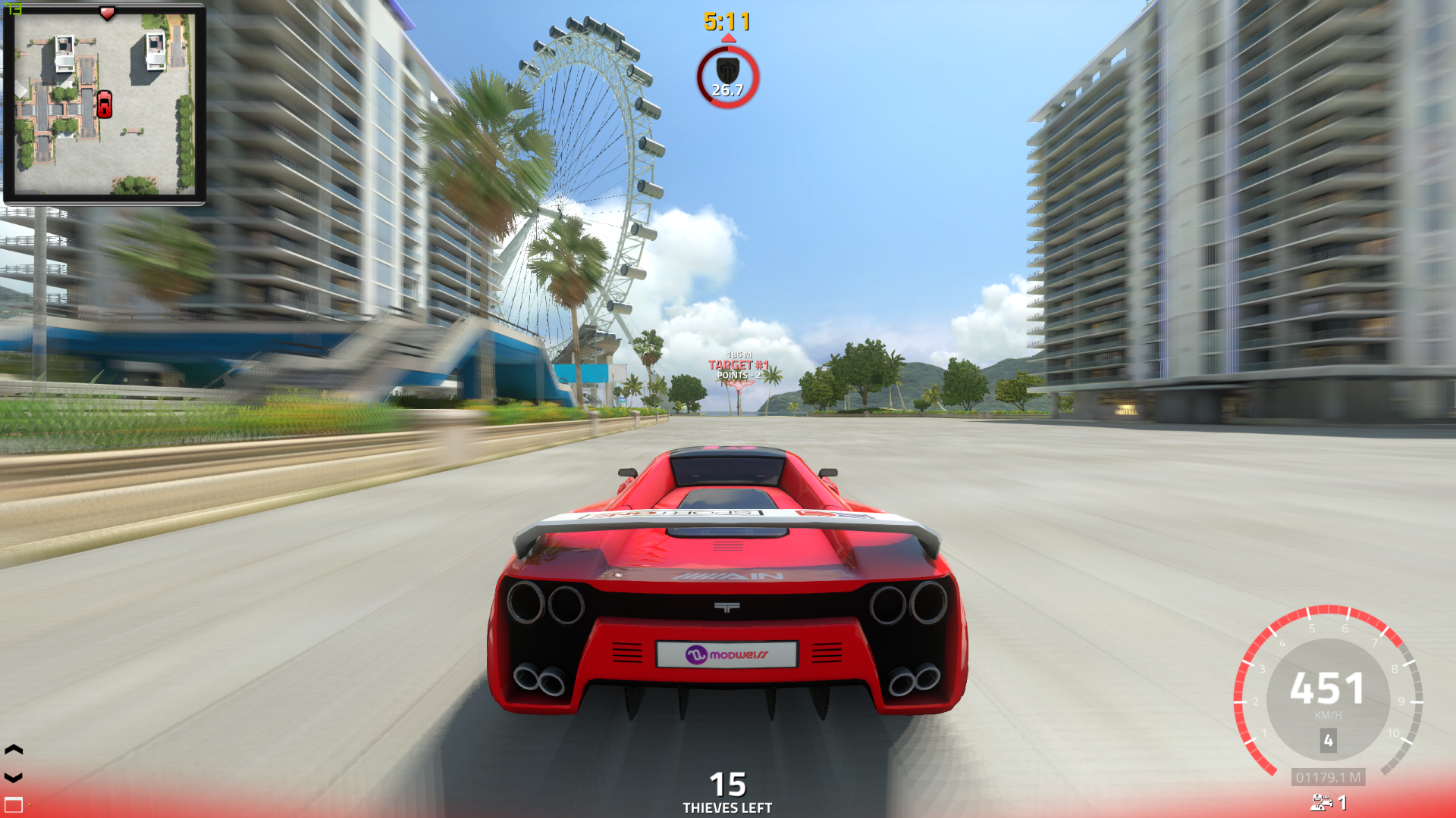 Pursuit gameplay HUD